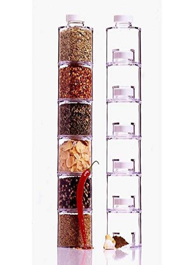 HandyTrendy Acrylic Space Saving Kitchen Storage Organizer for Spice, Seasoning, Dried Herbs (Transparent) - Set of 6 - Image 3