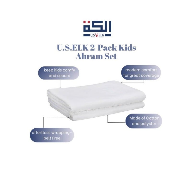 's Ahram Set for Hajj and Umrah Easy-to-Wear and Comfortable Muslim Wear Ihram Set Premium 2 Ahram Towels for Boys Umrah Wearing Towel white ihram towel - Image 2