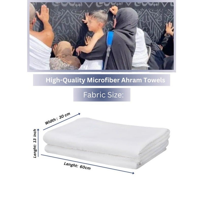 's Ahram Set for Hajj and Umrah Easy-to-Wear and Comfortable Muslim Wear Ihram Set Premium 2 Ahram Towels for Boys Umrah Wearing Towel white ihram towel - Image 4