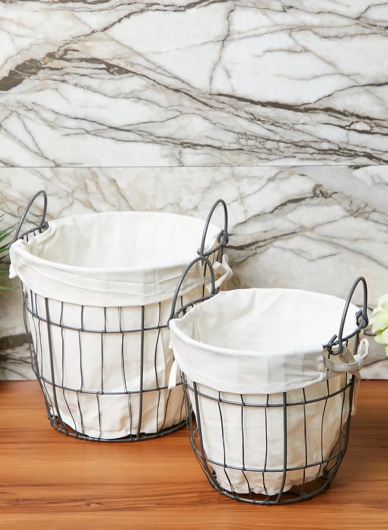 Sass & Belle Round Wire Storage Baskets With Lining