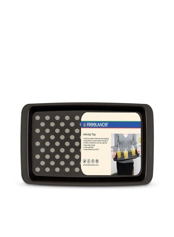 Freelance Anti Slip Serving Tray - 33 x 15 cm - Black - Non-Slip Rubber Surface, Break-Resistant - Versatile Anti Skid PP Plastic Kitchen & Dining/Coffee Table Trays for Breakfast/Food/Tea - Image 4