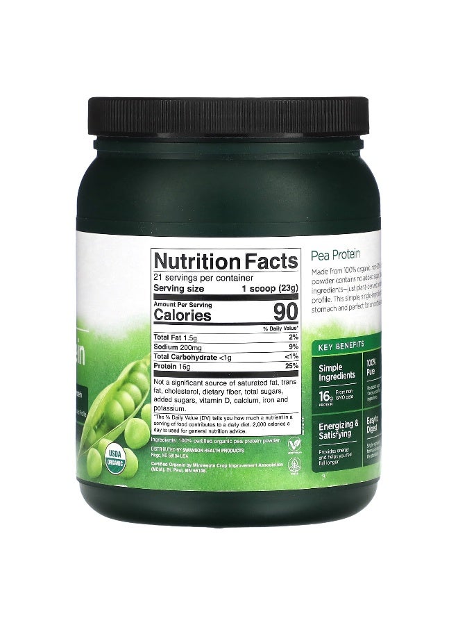 SWANSON سوانسون، مسحوق بروتين البازلاء العضوي 100%، بدون نكهة، 1.1 رطل (503 جرام) - Image 2