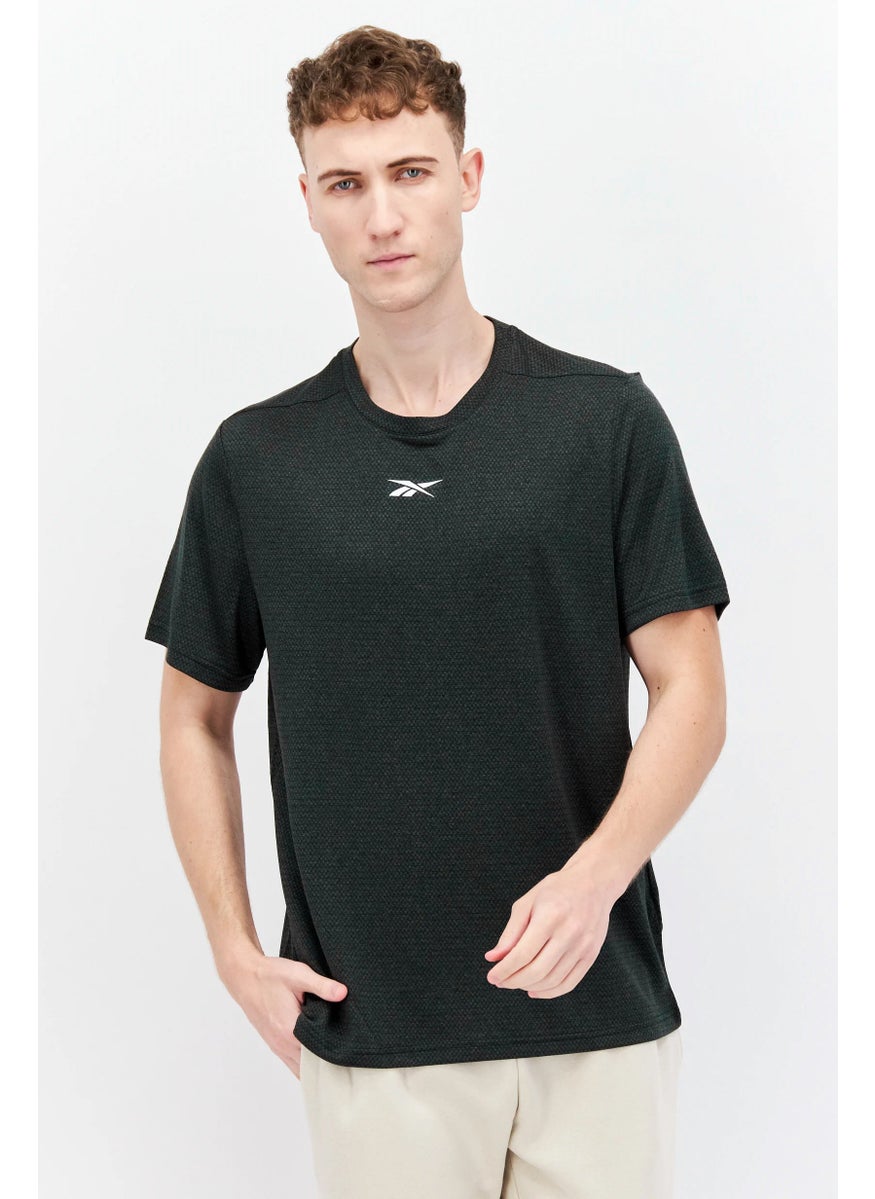 Reebok Men Sportswear Fit Short Sleeve Training T-Shirt, Dark Melange Green  - Image 1