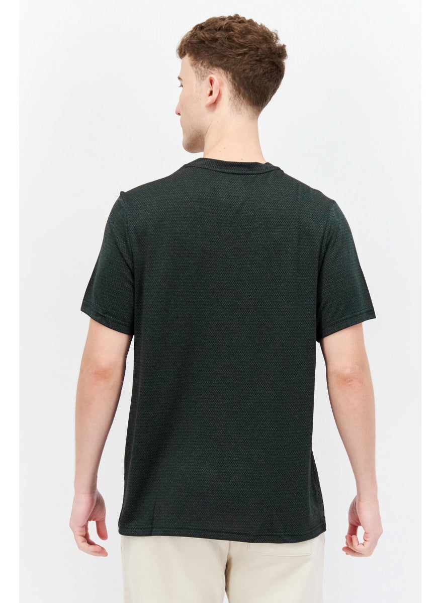 Reebok Men Sportswear Fit Short Sleeve Training T-Shirt, Dark Melange Green  - Image 2