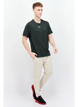 Reebok Men Sportswear Fit Short Sleeve Training T-Shirt, Dark Melange Green  - Image 3
