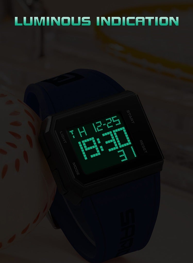 Sanda Men Digital Watch, Multi Functional Square Sports Watch, Comfortable Waterproof Glow Wristwatch, Shock Resistant Military LED Casual Watch For Daily Wear, Events And Festivals, (1pc, Green) - Image 3