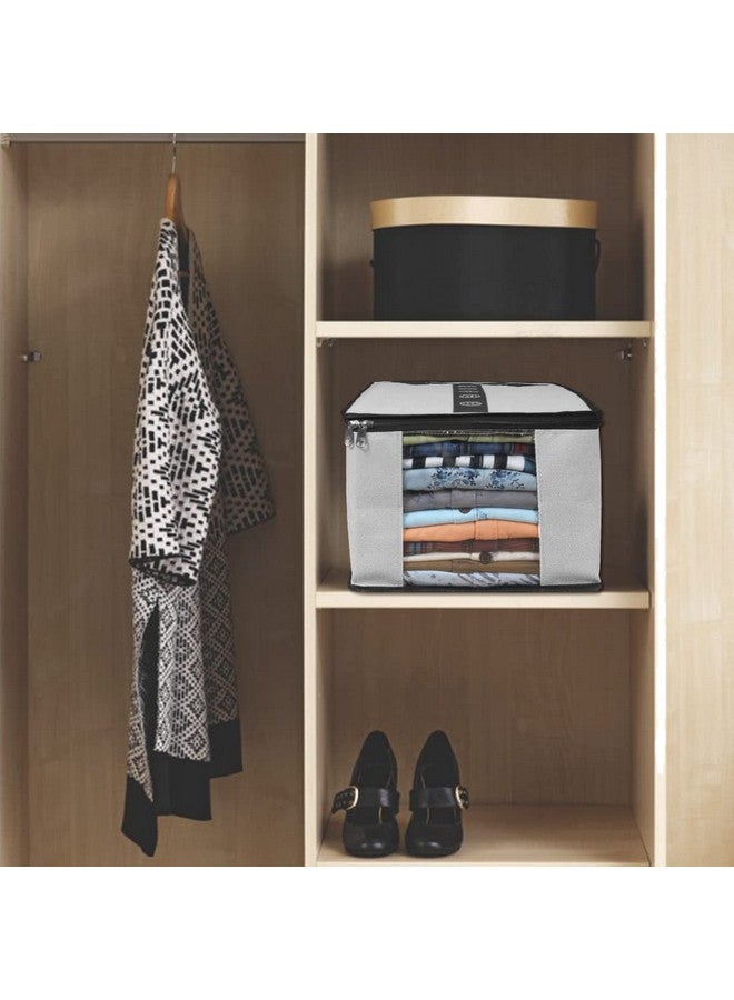 PrettyKrafts Shirt Cover | Foldable & Durable Wardrobe Organizer | Shirt Organizer for Closet Storage | Non Woven Shirt Organizer for Home & Traveling with Transparent Window | Pack of 6 | Grey Black - Image 5