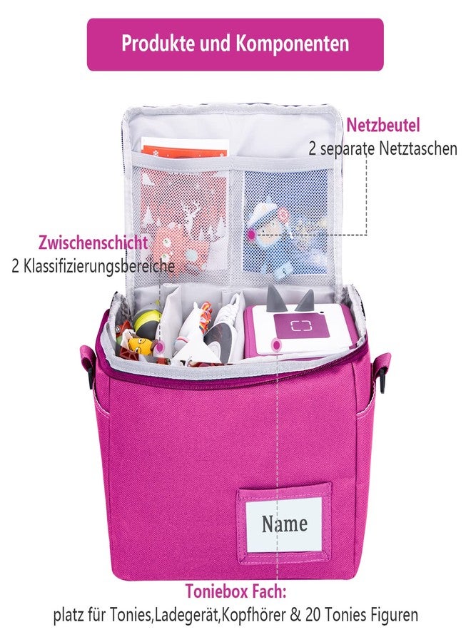 QILUCKY Outdoor Carrying Case Organizer Children’s Figures Storage Bag for Tonie Music Boxes Tigerbox, Toniebox Starter Set, with Shoulder Strap, Travel Bag, Figurine Characters (rosa fabric) pink - Image 3