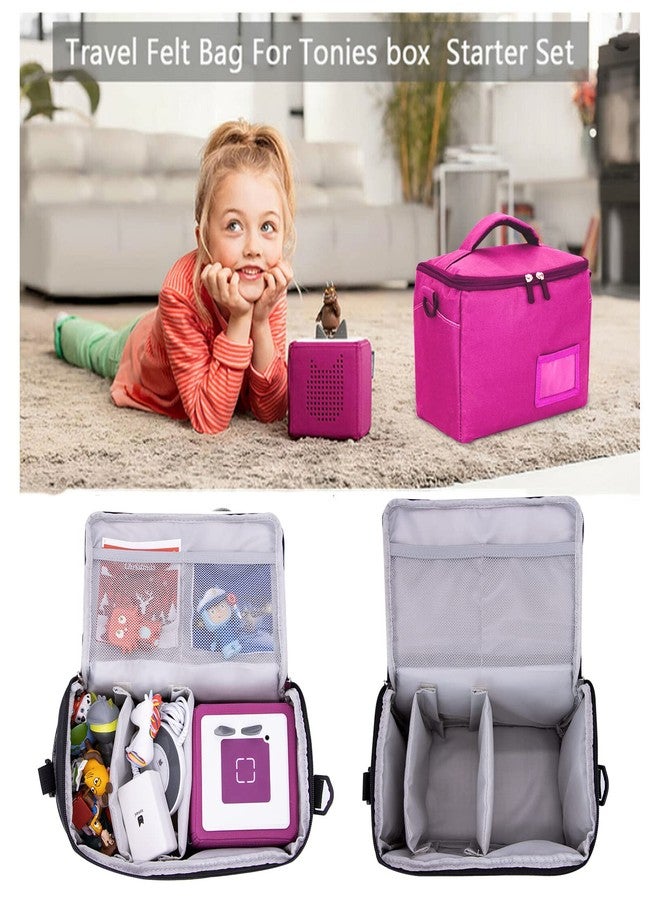 QILUCKY Outdoor Carrying Case Organizer Children’s Figures Storage Bag for Tonie Music Boxes Tigerbox, Toniebox Starter Set, with Shoulder Strap, Travel Bag, Figurine Characters (rosa fabric) pink - Image 4
