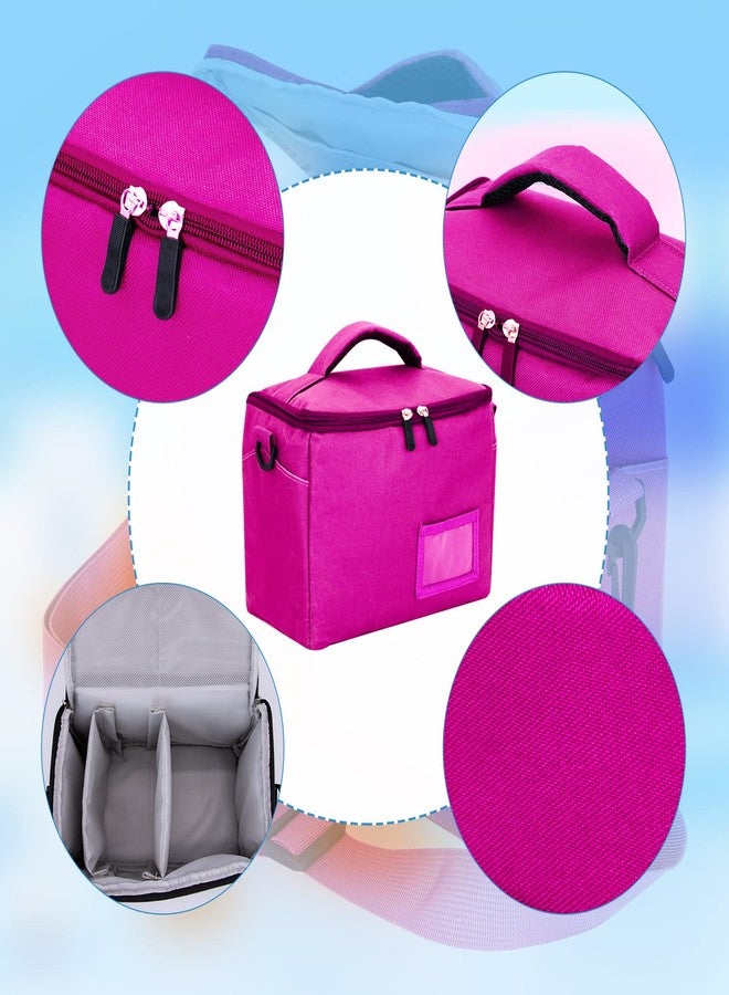 QILUCKY Outdoor Carrying Case Organizer Children’s Figures Storage Bag for Tonie Music Boxes Tigerbox, Toniebox Starter Set, with Shoulder Strap, Travel Bag, Figurine Characters (rosa fabric) pink - Image 2