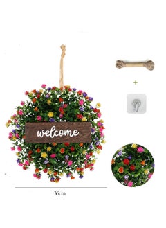 Y&D Welcome Sign with Wreaths Rustic Front Door Decor Wood Hanging Artificial Eucalyptus Farmhouse Porch Decorations for Home Wedding Gift 