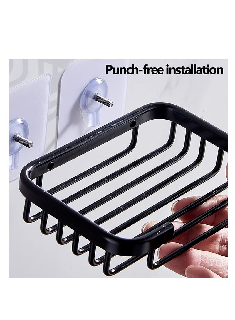 طقم مكون من طبق صابون وحامل صابون وحافظة للصابون وسهل التنظيف وجاف ويمنع تفتت الصابون (فضي) - Image 4