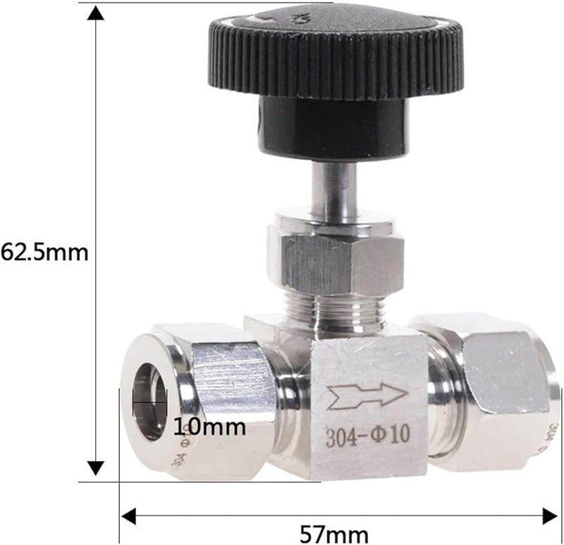 صمام إبرة قابل للتعديل من الفولاذ المقاوم للصدأ 304 1/8 بوصة مقاوم للأحماض عالي الضغط - Image 5
