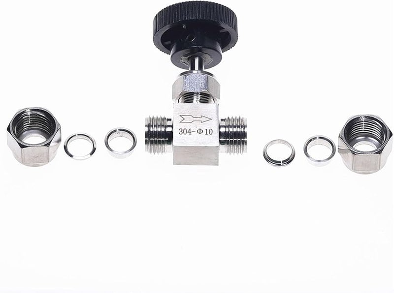 صمام إبرة قابل للتعديل من الفولاذ المقاوم للصدأ 304 1/8 بوصة مقاوم للأحماض عالي الضغط - Image 3