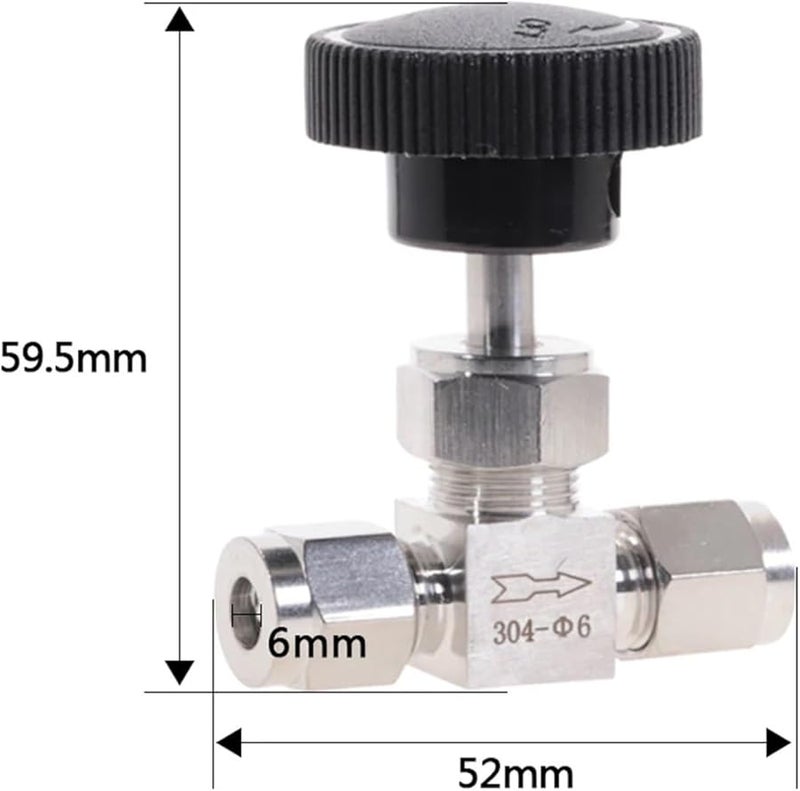 صمام إبرة قابل للتعديل من الفولاذ المقاوم للصدأ 304 1/8 بوصة مقاوم للأحماض عالي الضغط - Image 4