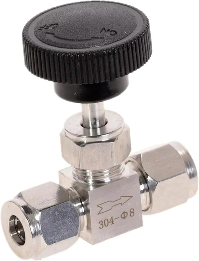 صمام إبرة قابل للتعديل من الفولاذ المقاوم للصدأ 304 1/8 بوصة مقاوم للأحماض عالي الضغط - Image 2