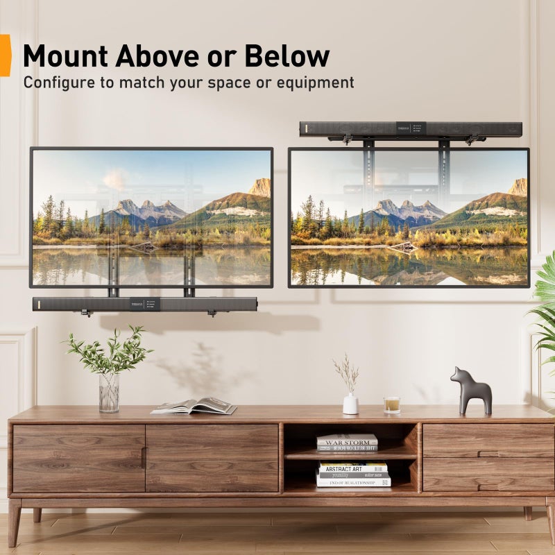 Perlegear Soundbar Mount, Sound Bar Mount with Holes/Without Holes, Sound Bar Mounts Under TV up to 15 lbs, Non-Slip Base Holder Extends 3.5â€ to 6â€, Attach Speaker to TV or Wall - Image 4