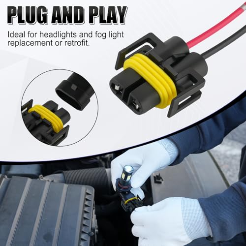 iBrightstar H11 H9 H8 880 881 Female Nylon Adapter Wiring Harness Sockets Wire for Headlights or Fog Lights - Image 5