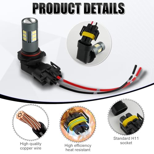 iBrightstar H11 H9 H8 880 881 Female Nylon Adapter Wiring Harness Sockets Wire for Headlights or Fog Lights - Image 2