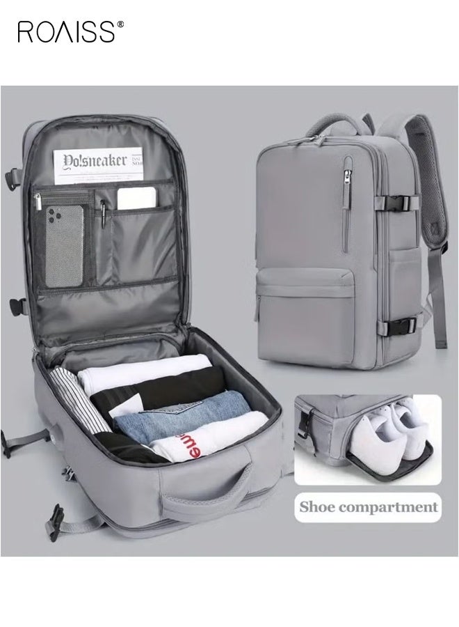 roaiss Travel Backpack for Men Women Carry On Backpack with USB Charging Port Shoe Compartment 15.6 Inch Laptop Backpack Flight Approved College School Bag Casual Daypack for Weekender Business Hiking - Image 2