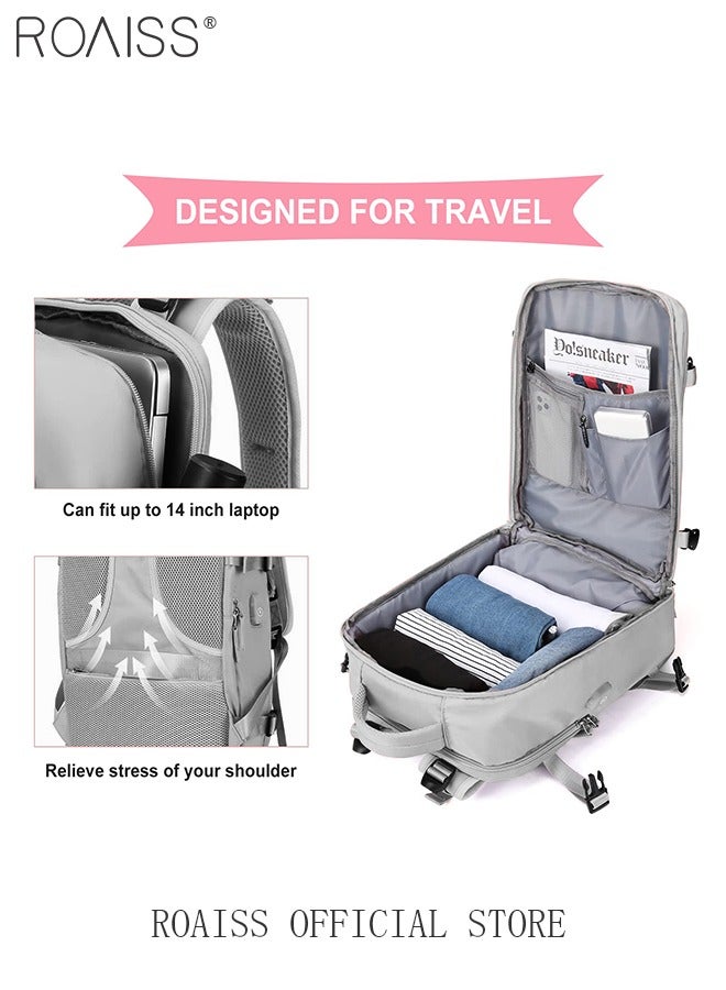 roaiss Travel Backpack for Men Women Carry On Backpack with USB Charging Port Shoe Compartment 15.6 Inch Laptop Backpack Flight Approved College School Bag Casual Daypack for Weekender Business Hiking - Image 3