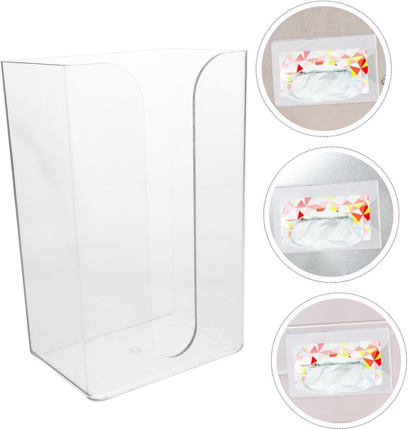 Acrylic Tissue Box Wall Mounted Bathroom Kitchen Holder With Double Sided Tape Clear Plastic Napkin Dispenser Easy To Install (transparent) - Image 4