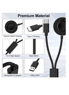 Y&D Charging Dock 2 in 1 Compatible for Garmin Vivoactive 3 4 4S Fenix 7 7S 7X 6 6S 6X Venu Plus Sq Forerunner 55 45 Instinct Type C Charger Cord Smartphone 120cm  - Image 5