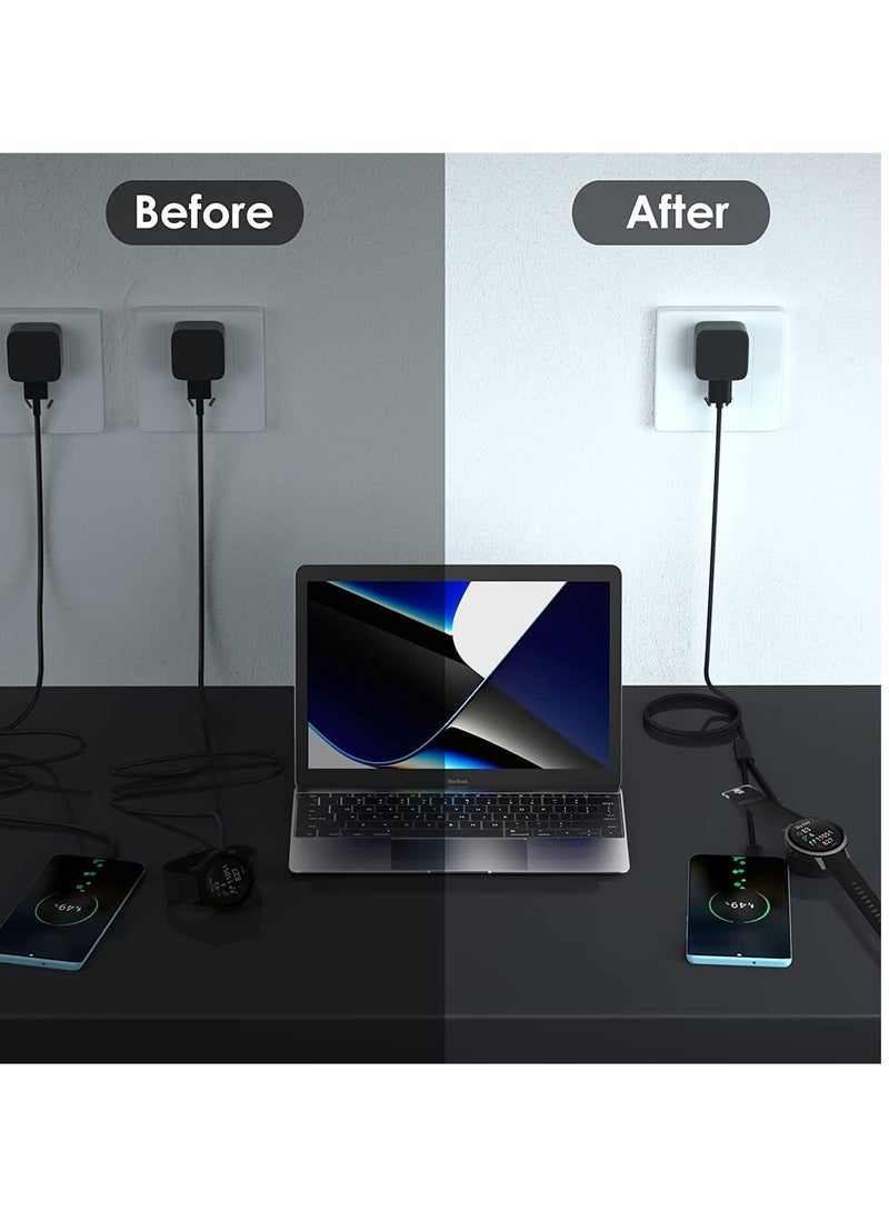Y&D Charging Dock 2 in 1 Compatible for Garmin Vivoactive 3 4 4S Fenix 7 7S 7X 6 6S 6X Venu Plus Sq Forerunner 55 45 Instinct Type C Charger Cord Smartphone 120cm - Image 4