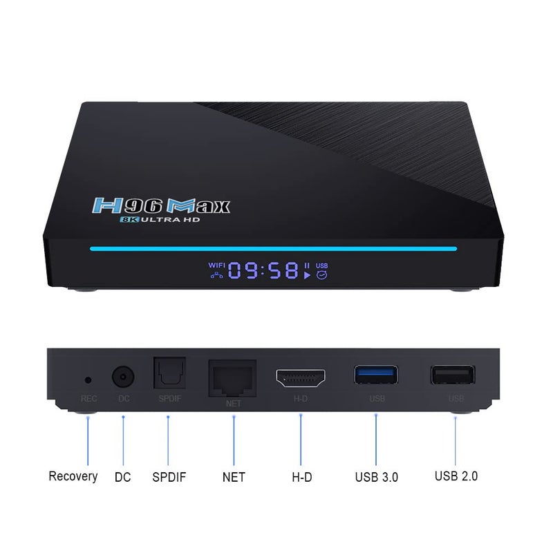SOLARAE Android TV Box H96 MAX Quad Core Smart TV Box, Android 11 8GB 128GB 8K 3D H.265, Dual WiFi 2.4G/5G, 1000M LAN, USB 3.0, BT 4.0, 4K Streaming Box Media Player for Home Theater - Image 3