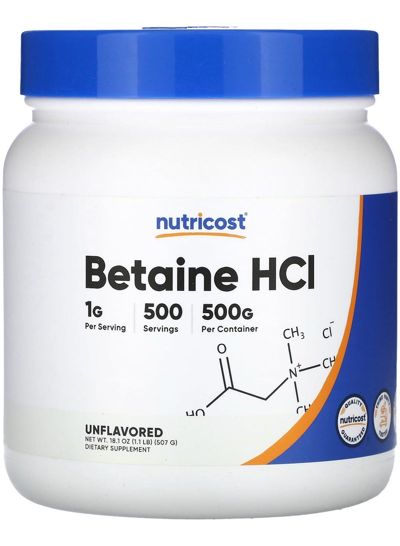 Nutricost Betaine HCI, Unflavored, 18.1 oz (507 g)