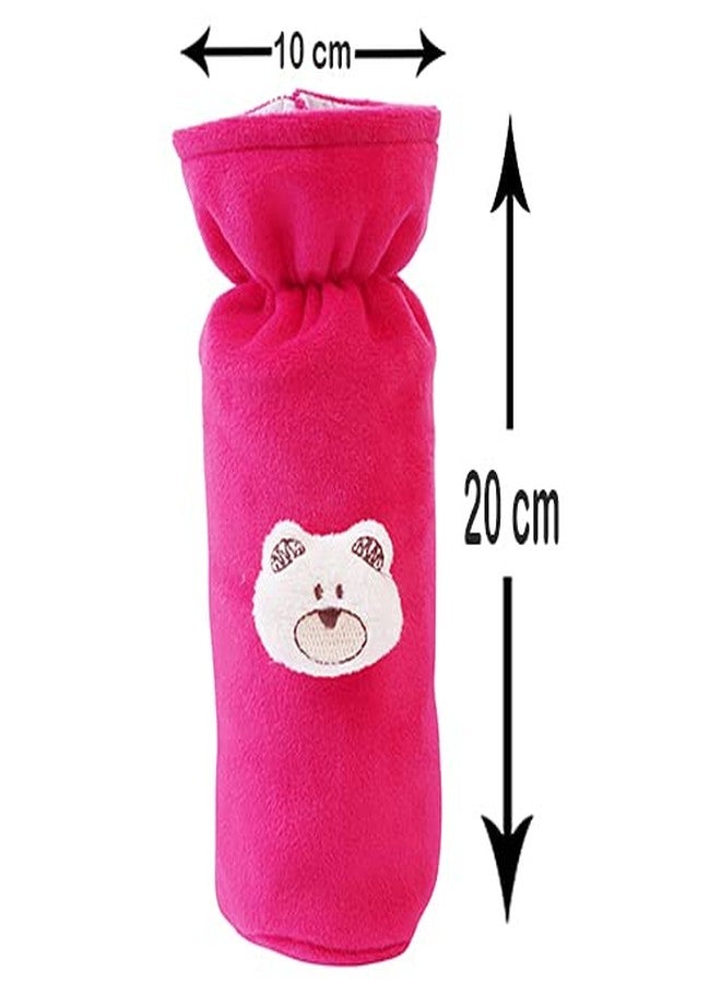 MW PRINTS Soft Plush Stretchable Baby Feeding Bottle Cover with Easy to Hold Strap |Suitable for 120ml-250ml Baby Feeding Bottle Cover Pack of 2 (Dark Pink & Royal Blue) - Image 3