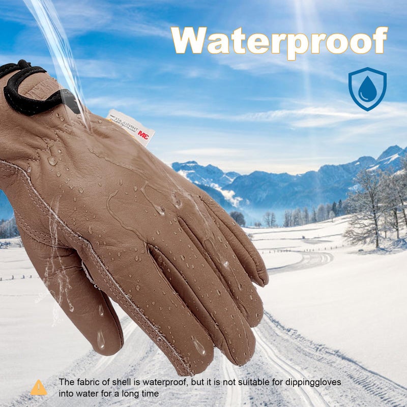 SLARMOR Mens Winter Leather Work Gloves, Warm Thinsulate Lining for Cold Weather Work, Thermal Insulated Work Gloves with Leather Palm,100 gram Insulation-M - Image 4