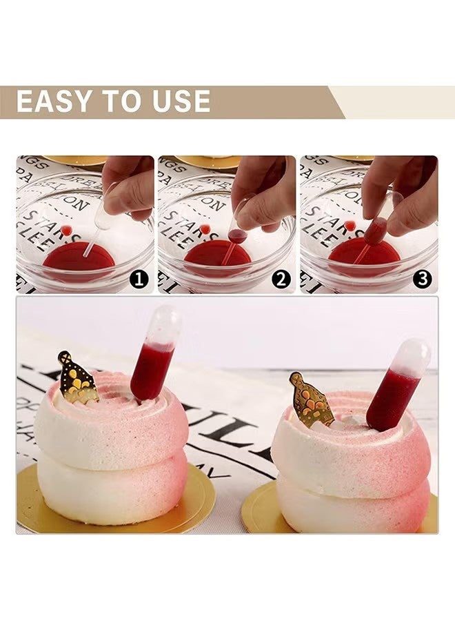 واي جيه 100 قطعة من ميكروبات الكب كيك بسعة 4 مل، ميكروبات نقل صغيرة قابلة للاستعمال مرة واحدة مع قطارة ضغط، حقن سائلة للمربى والفراولة والكب كيك والشوكولاتة وحفلات أعياد الميلاد وزينة العطلات - Image 4