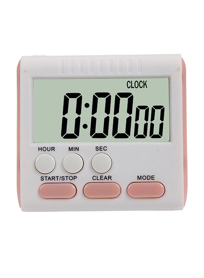 Loquat LCD Digital Countdown Magnetic Timer Pink/White 8 x 5 3cm