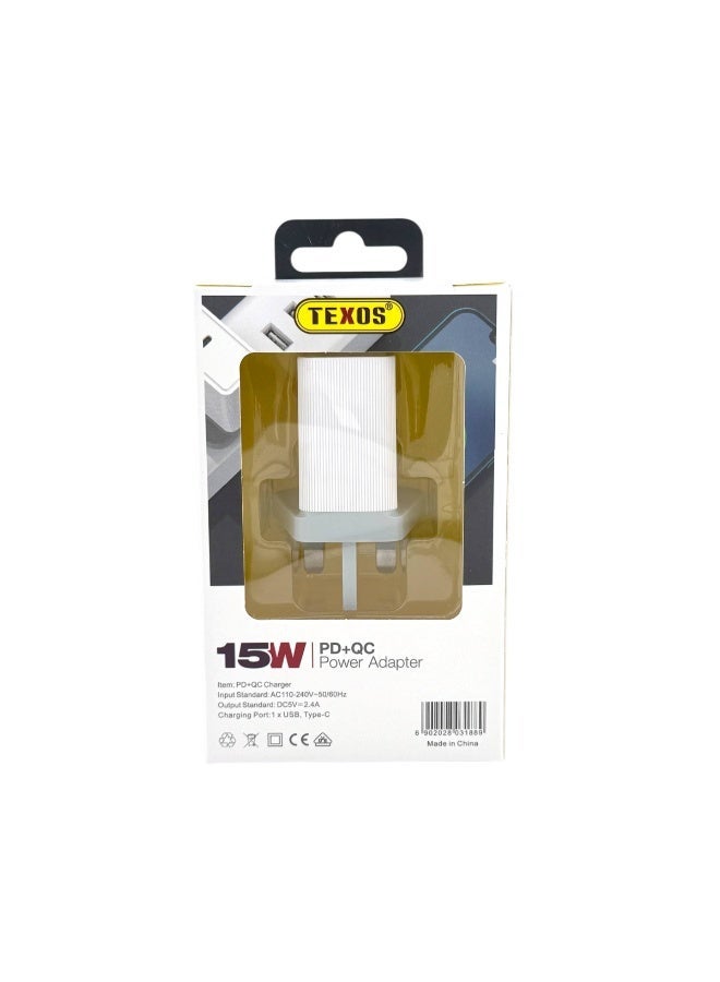 Texos TX-TC12 15W Dual Port PD + QC Power Adapter - Image 2