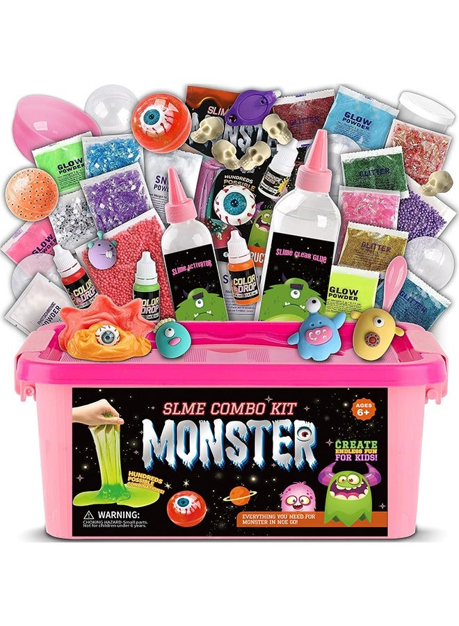 Beauenty DIY Slime Kit for Kids,Fluffy Slime Making Kit Toys for Girls -Non-Sticky & Scented to Craft Butter Slime(monster themes) - Image 1