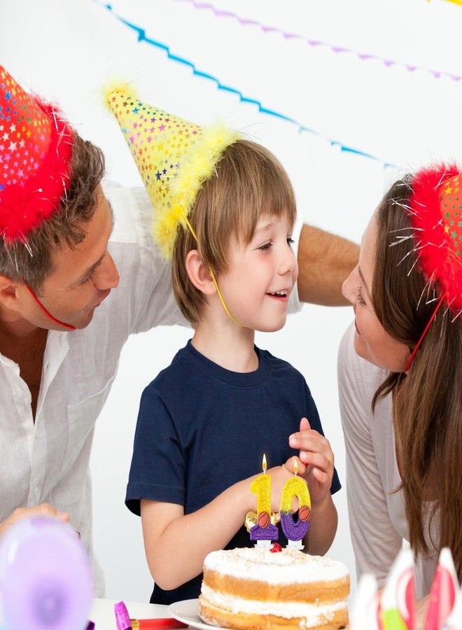 شموع عيد ميلاد HXOUSE لكرة السلة رقم 10 - شموع عيد ميلاد ذهبية بنفسجية للكيك، 10 شموع لتزيين الكيك بطابع كرة السلة، هدايا وديكورات حفلات رياضية للأولاد (رقم 10) - Image 4