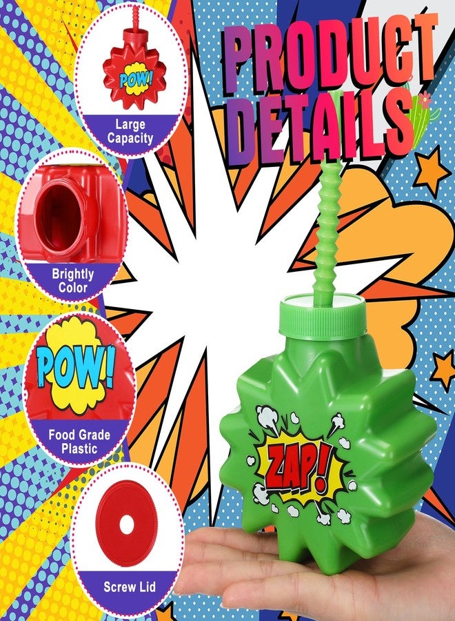 Maxcheck Hero Comic Themed Party Favor Gift Supplies Hero Cups with Straws and Lids,10 oz Plastic Cup for Pow Zap Bang Wham Boom Bulk Birthday Party Favor Supplies(12 Sets) - Image 3