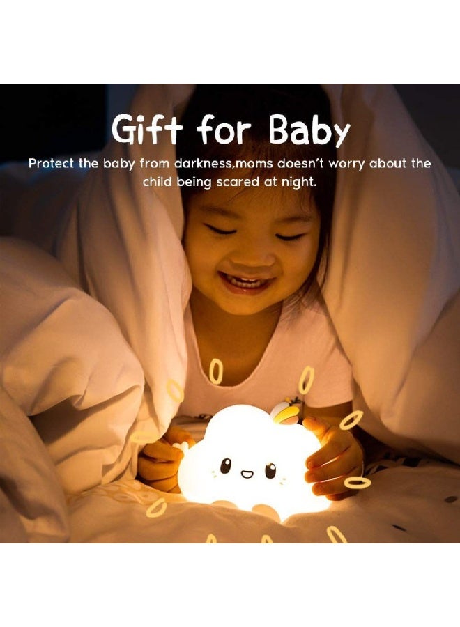مصباح ليلي على شكل سحابة للأطفال بـ16 لون  ، مصباح قابل للتعتيم ولإعادة الشحن لغرفة النوم، مصباح كاواي من السيليكون من ، مناسب للأطفال (مصباح بنمط سحابة) - Image 3