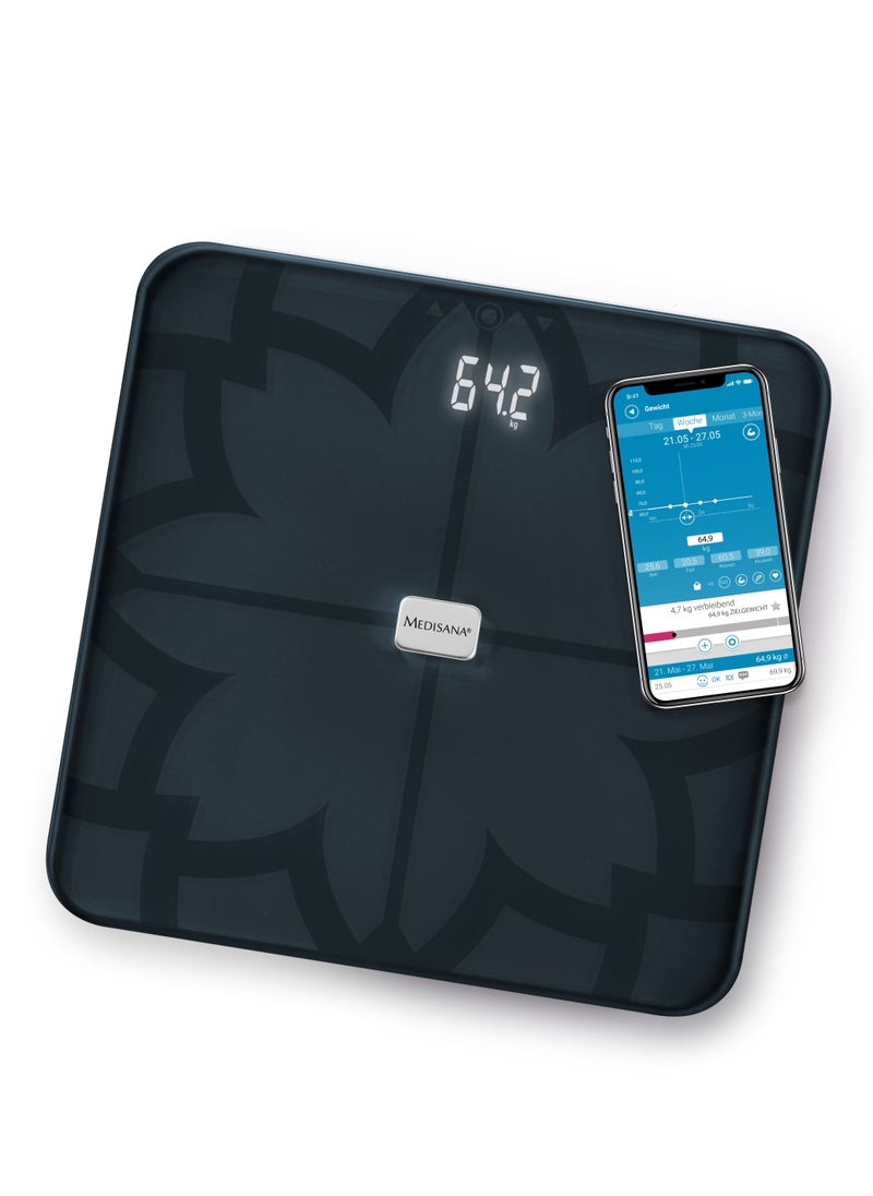 medisana BS 450 connect digital body analysis scale 180 kg / 396 lbs black personal scale for measuring body fat body water muscle mass and bone weight body fat scale with body analysis app - pzsku/Z7CC73C0019F169AA5F1BZ/45/_/1678188698/e1354efc-dffc-4120-8111-3fc4975de9b7