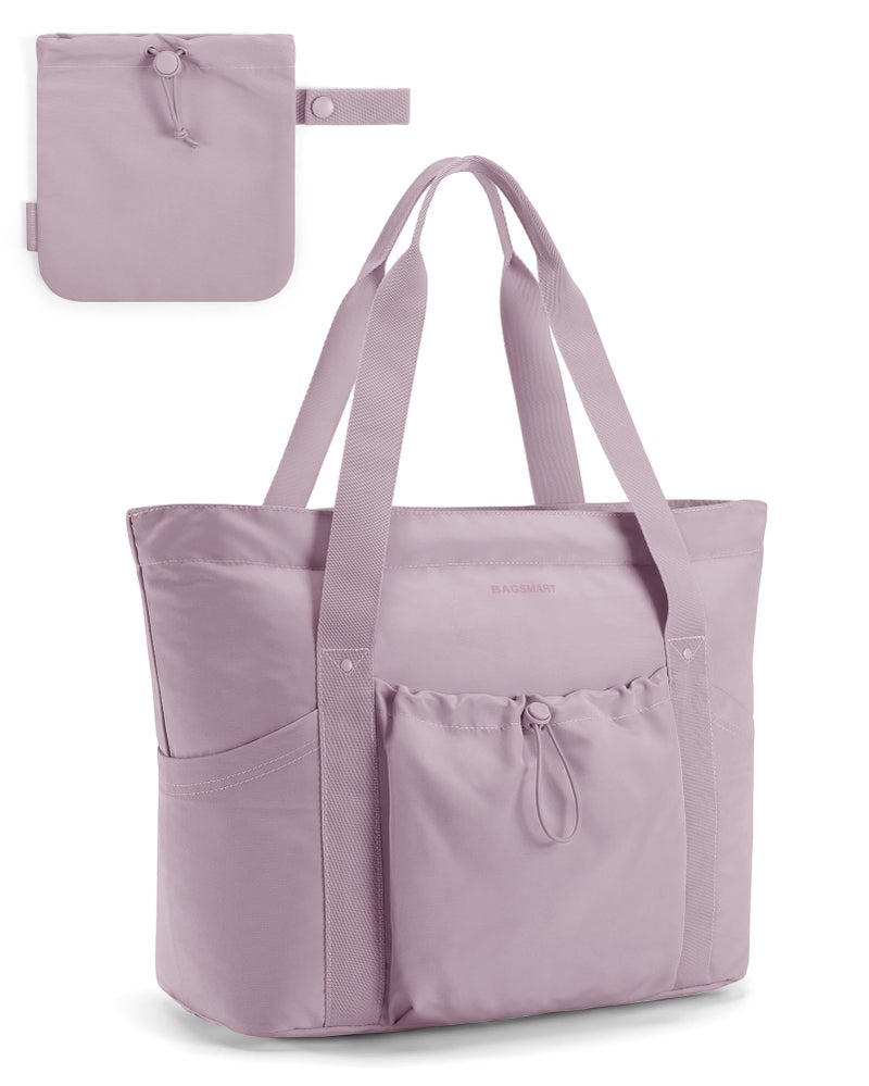 BAGSMART BAGSMART Women Foldable Tote Bag with Storage Bag Shoulder Bag Handbag for Travel, Work (Purple)  - Image 1