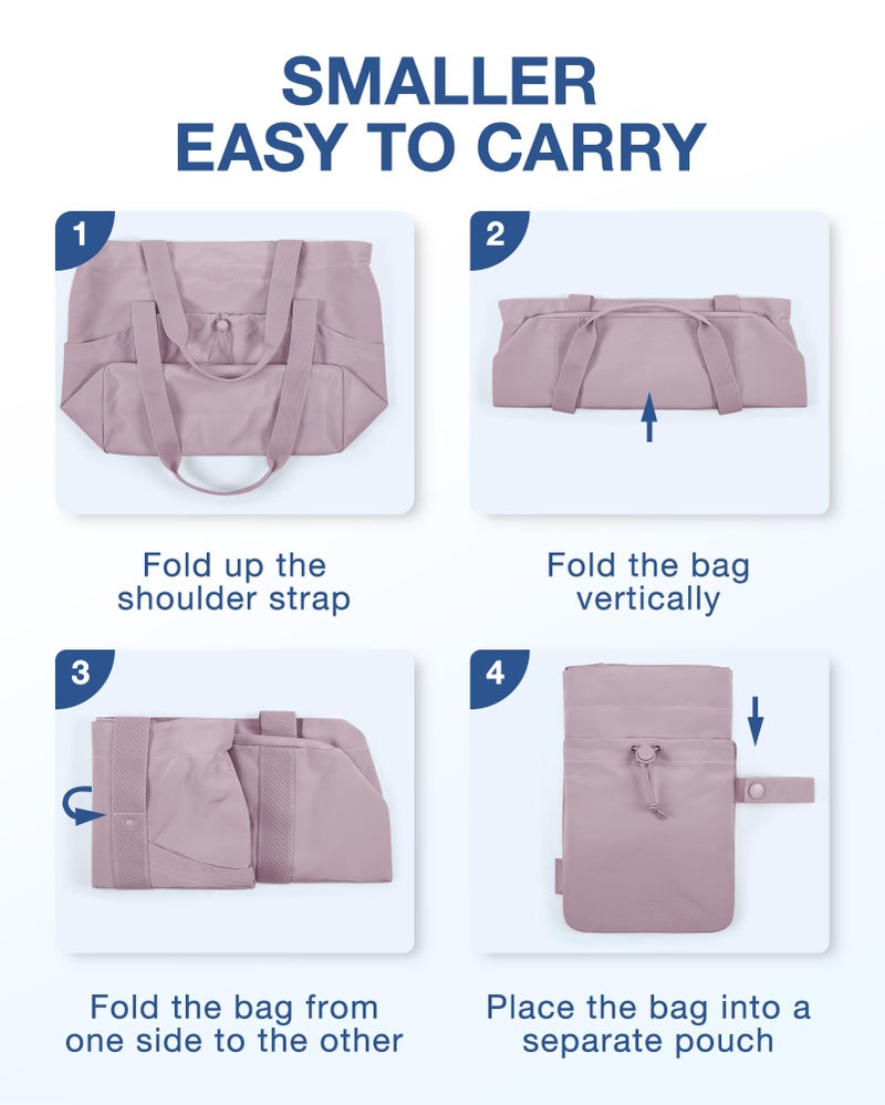 BAGSMART BAGSMART Women Foldable Tote Bag with Storage Bag Shoulder Bag Handbag for Travel, Work (Purple)  - Image 3