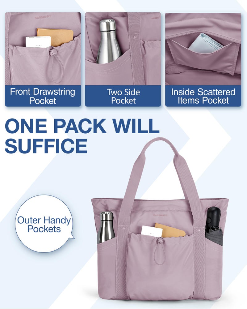 BAGSMART BAGSMART Women Foldable Tote Bag with Storage Bag Shoulder Bag Handbag for Travel, Work (Purple)  - Image 4