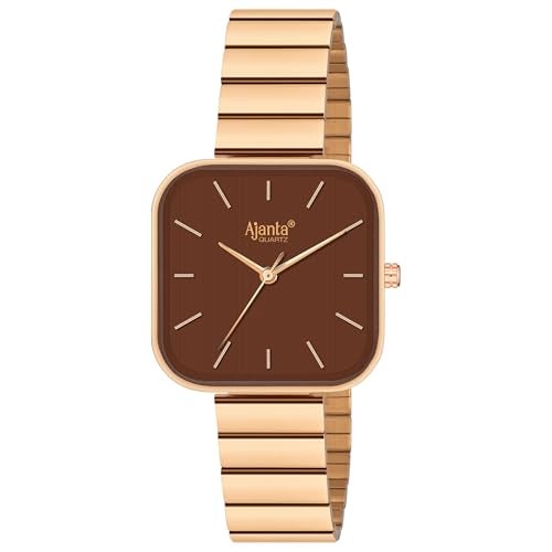 Ajanta Quartz Newly Launched Stylish Rosegold-Brown Analog Watch for Women and Girls with Metal Strap & Rosegold Bracelet Suitable for Casual & Formal (La Luna Collection) - Image 1