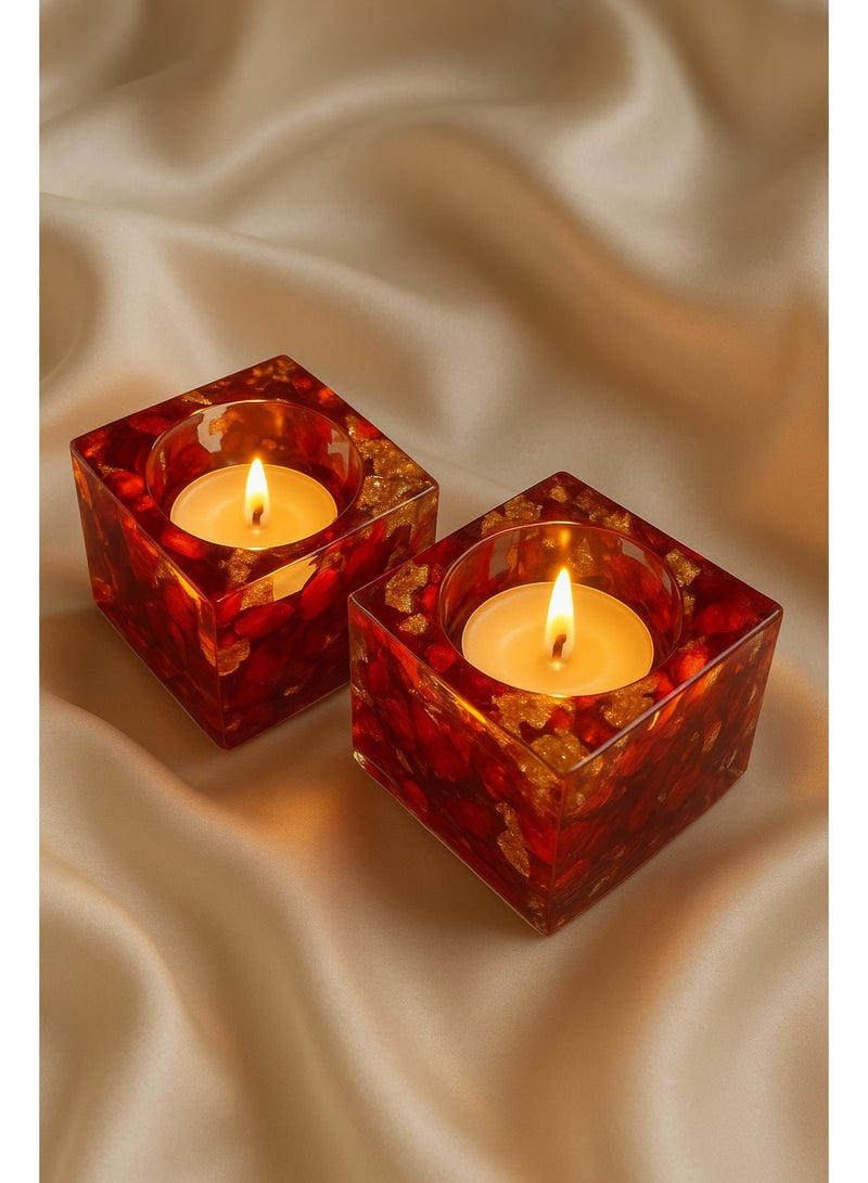 Ready For Chai حاملات الشموع اليدوية من ريدي فور تشاي - ديكور أنيق للاحتفالات وديwali (مجموعة من 2) - Image 1