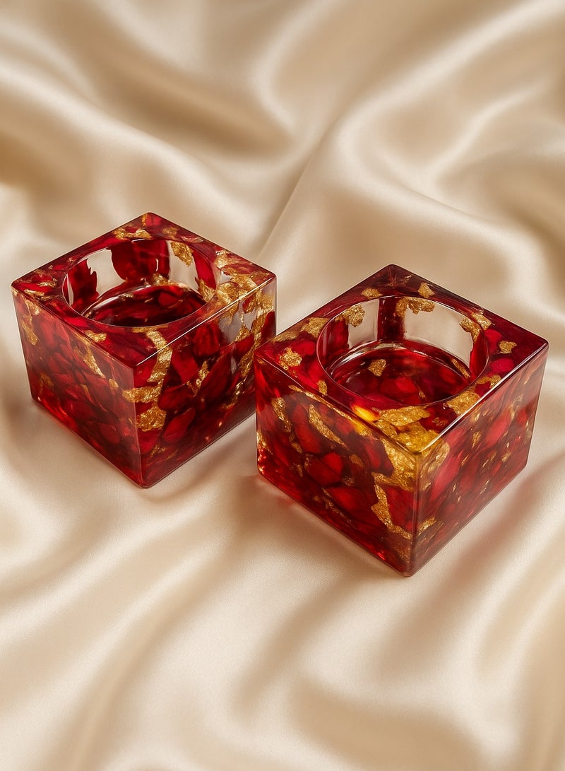 Ready For Chai حاملات الشموع اليدوية من ريدي فور تشاي - ديكور أنيق للاحتفالات وديwali (مجموعة من 2) - Image 2