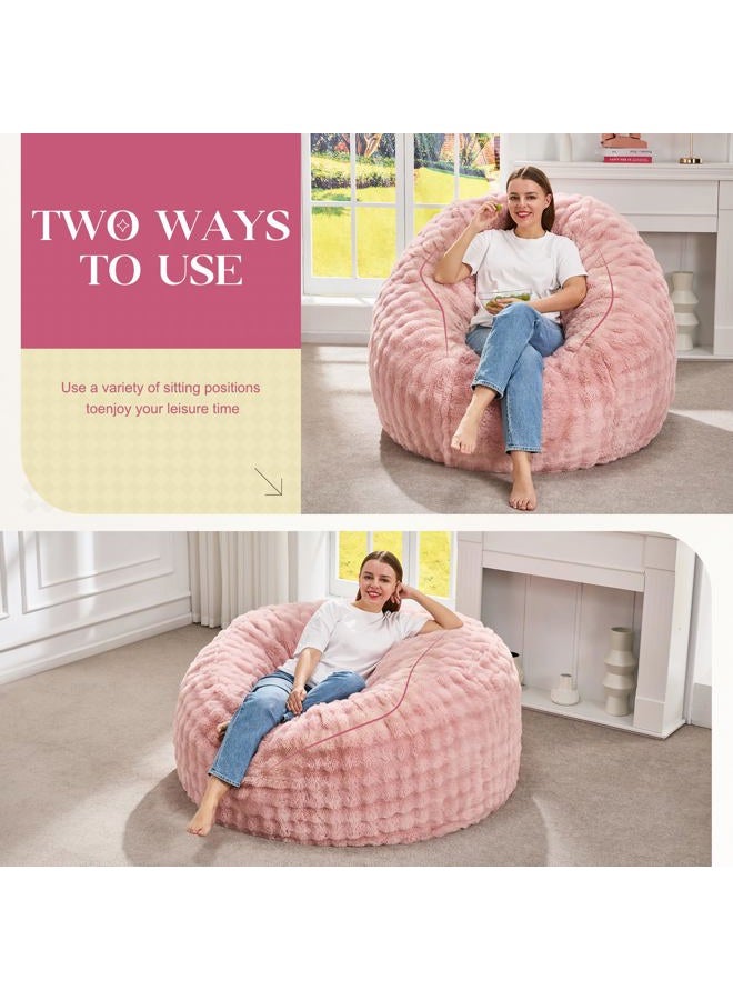 Hobestluk Bean Bag Chairs 4ft Beanbag Chair with Filler Adult Bean Bags with Fluffy & Machine Washable Cover, Giant Bean Bag Chairs for Aduts (Pink, 4FT-44" x 44" x 24") - Image 3