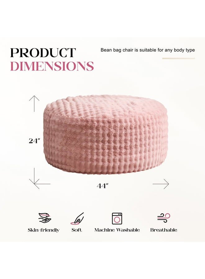 Hobestluk Bean Bag Chairs 4ft Beanbag Chair with Filler Adult Bean Bags with Fluffy & Machine Washable Cover, Giant Bean Bag Chairs for Aduts (Pink, 4FT-44" x 44" x 24") - Image 2
