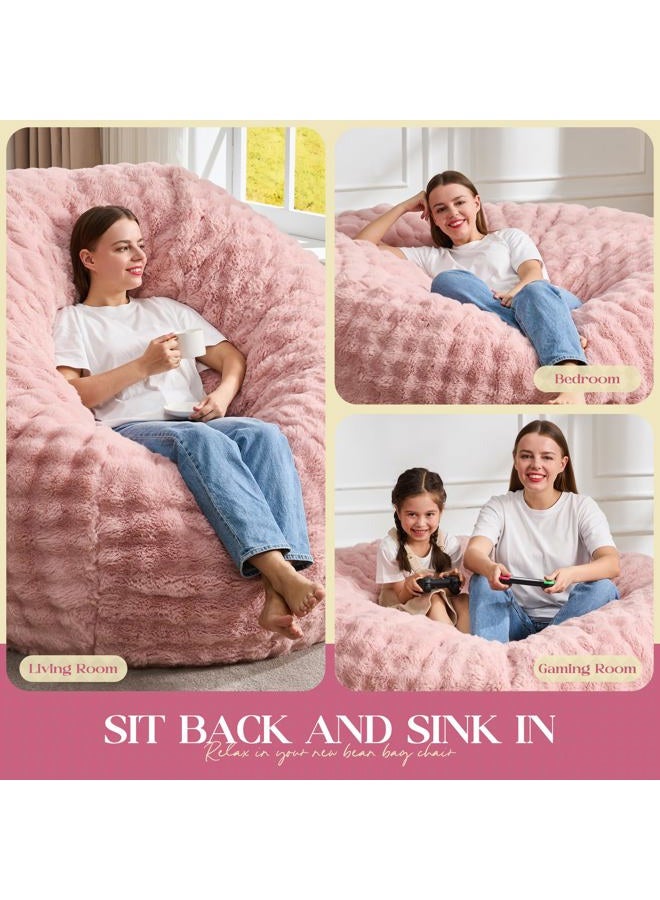 Hobestluk Bean Bag Chairs 4ft Beanbag Chair with Filler Adult Bean Bags with Fluffy & Machine Washable Cover, Giant Bean Bag Chairs for Aduts (Pink, 4FT-44" x 44" x 24") - Image 5