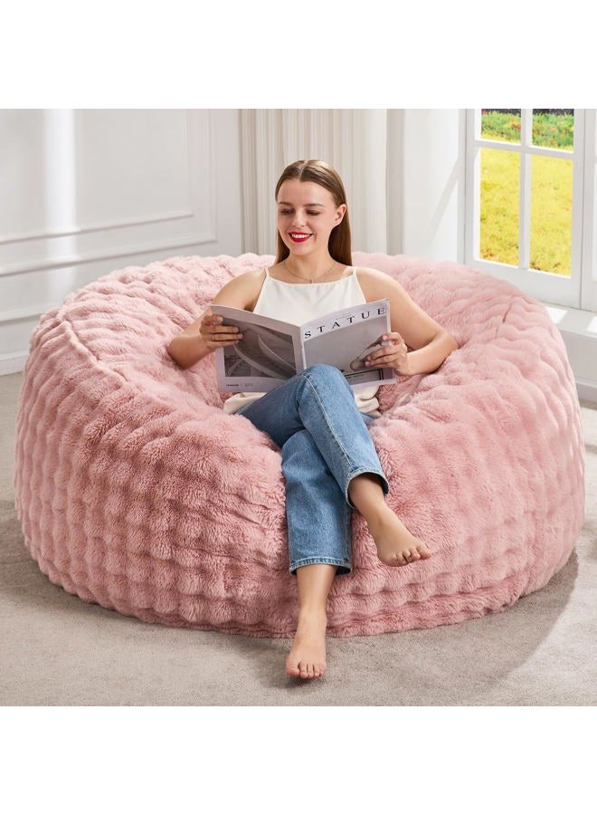 Hobestluk Bean Bag Chairs 4ft Beanbag Chair with Filler Adult Bean Bags with Fluffy & Machine Washable Cover, Giant Bean Bag Chairs for Aduts (Pink, 4FT-44" x 44" x 24") - Image 1
